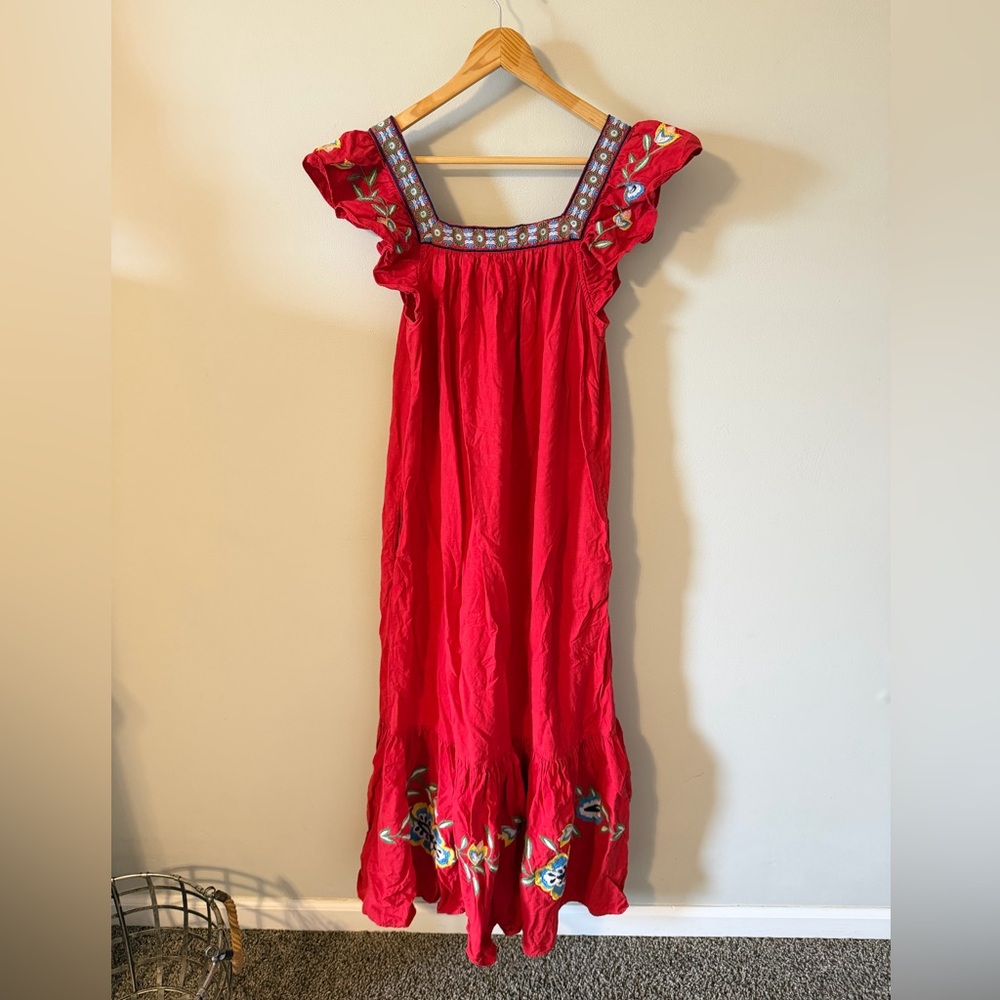 Farm Rio for Anthropologie Embroidered Square-Neck Dress - Picture 7 of 12